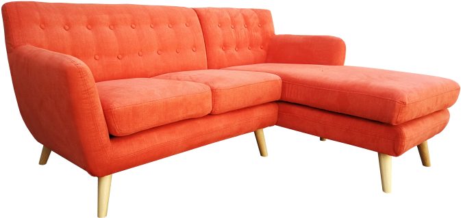 Mika 2 Seater With Chaise Apricot - Studio Couch (744x558), Png Download