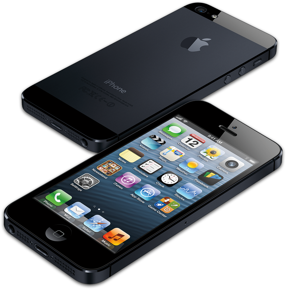 Iphone-tilted - Iphone 5 Slate Black (960x960), Png Download