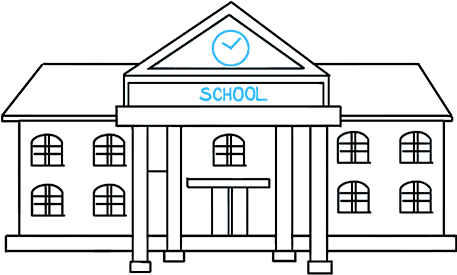 How To Draw School - Draw A School (680x678), Png Download