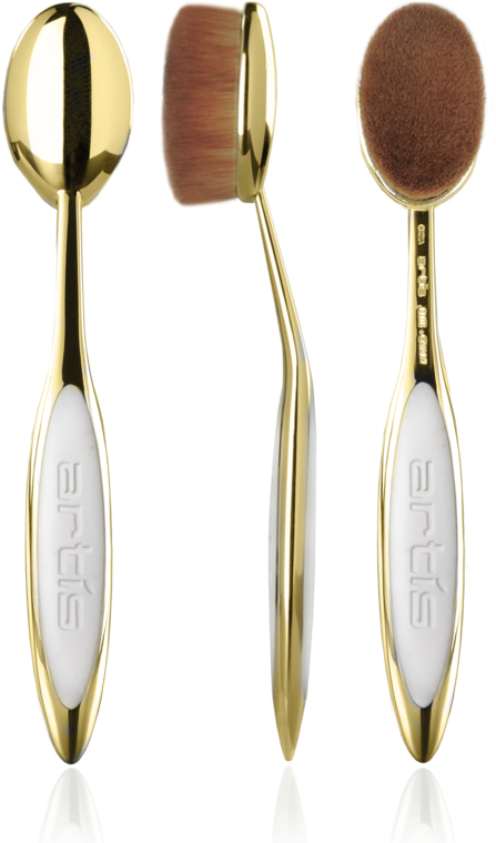 Artis Elite Gold Oval 7 3 Views With Reflections Copy - Oval Makeup Brushes Artis (500x831), Png Download