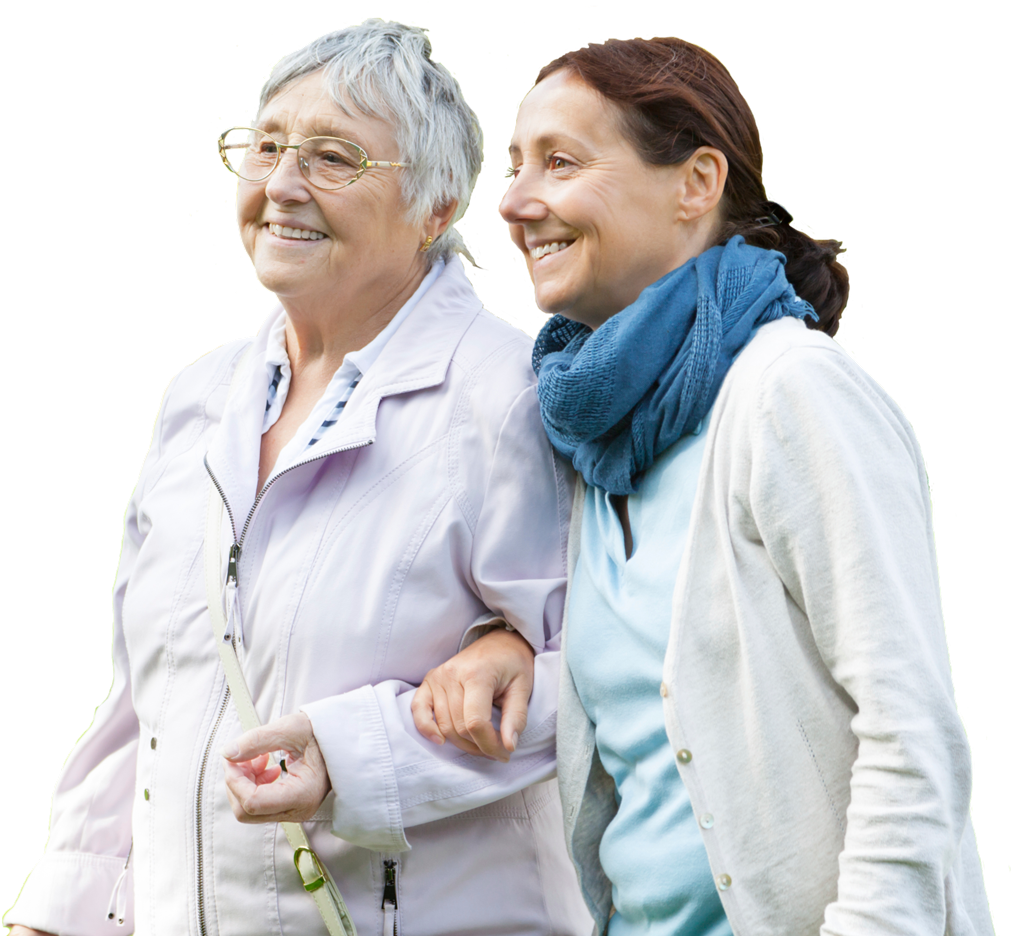 Walking With Caregiver - Senior Citizen (1036x935), Png Download