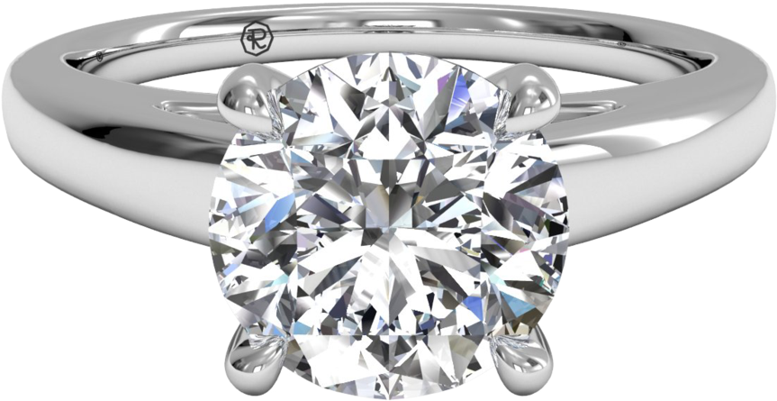 Quick View - Engagement Ring With Baguette Band (1000x672), Png Download