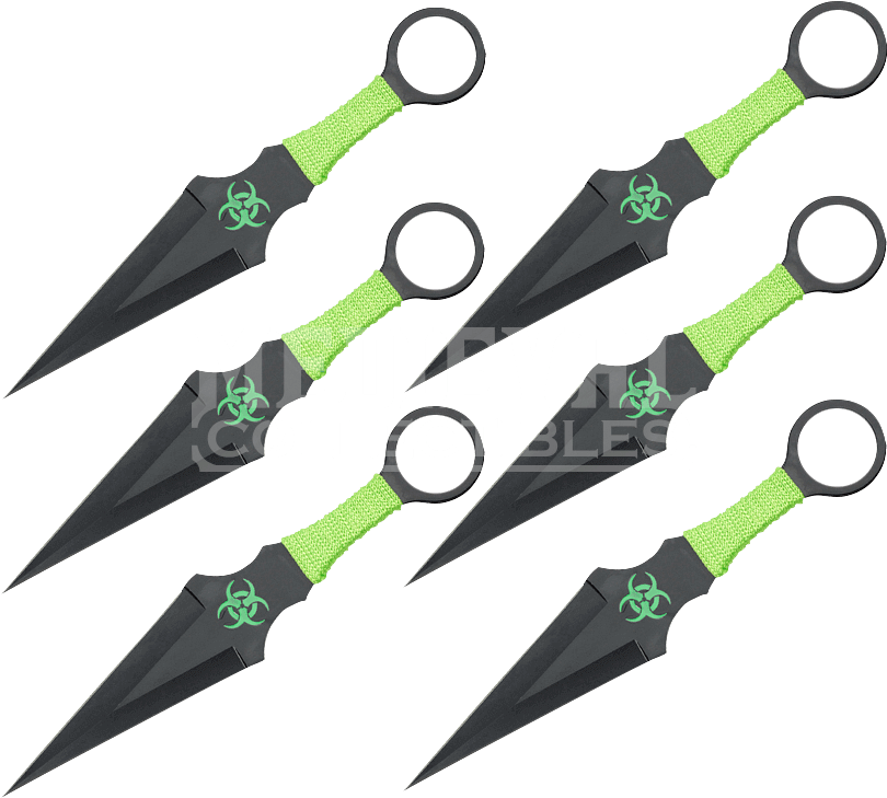 6 Piece Black Zombie Throwing Knives - Cutting Tool (809x809), Png Download