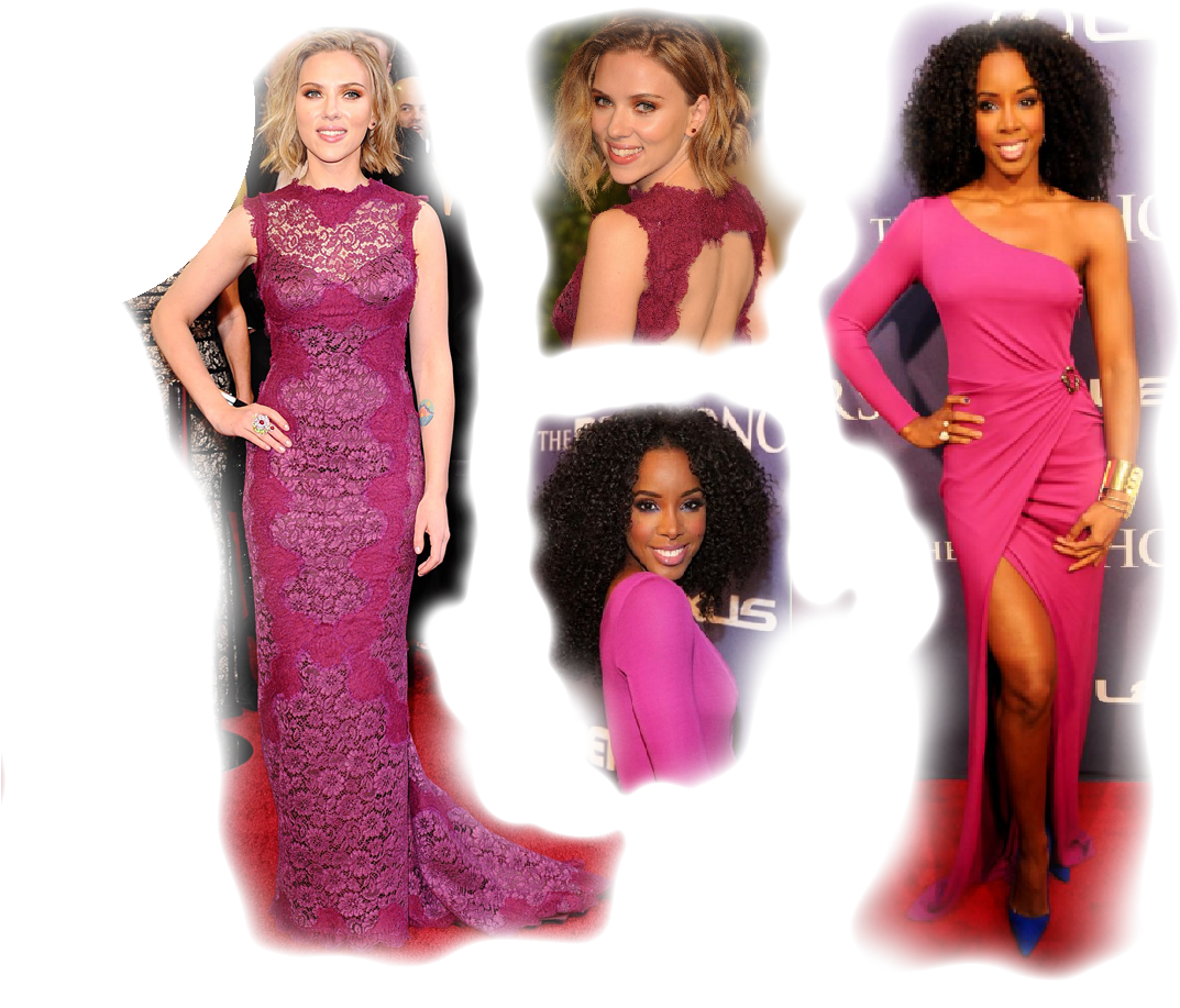 Fuchsia Long Dress,scarlett Johansson Vs Kelly Rowland - Kelly Rowland Curly Hair (1184x932), Png Download