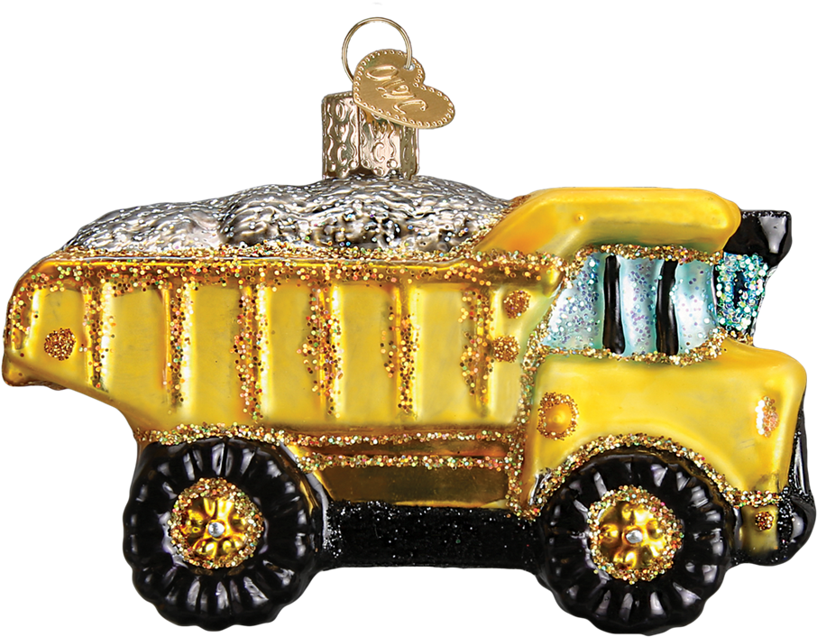 Dump Truck Old World Glass Ornament - School Bus (1000x1000), Png Download