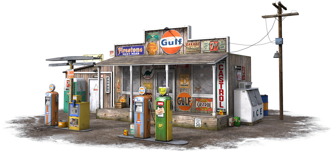 Old Gas Station Photos - Poly Gas Gas Station (1200x675), Png Download