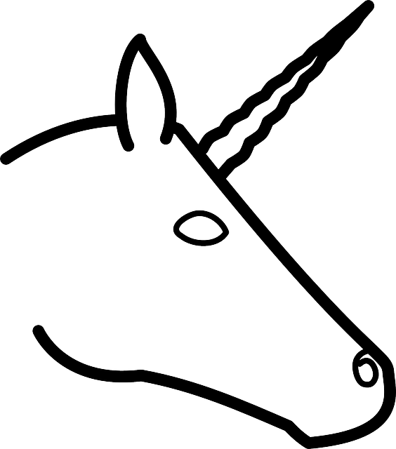 Unicorns Head, Profile, Silhouette, Cartoon, Horse, - Unicorn Head Drawing Easy (564x640), Png Download