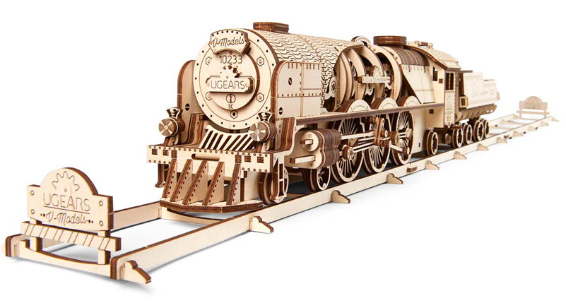 Ugears V-express Steam Train With Tender - Ugears V Express (800x800), Png Download