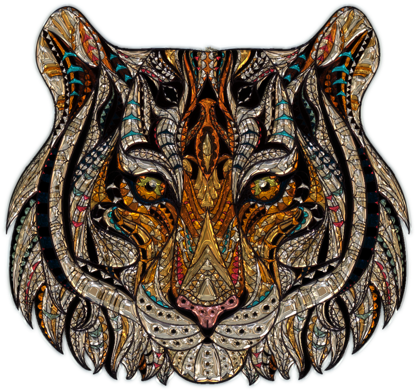 Tiger Head Metallizer Art - Tiger Colored (1024x906), Png Download