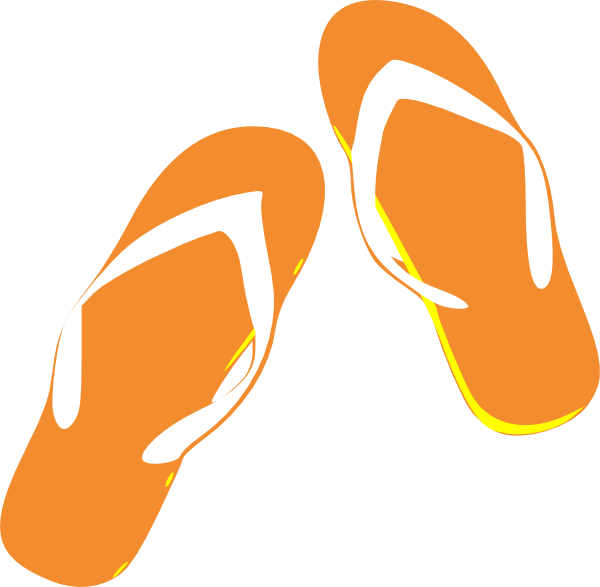 Orange Flip Flop Clip Art (600x587), Png Download