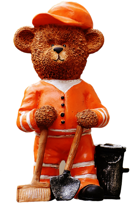 Bear, Profession, Refuse Collector, Figure, Cute, Sweet - Waste (591x720), Png Download