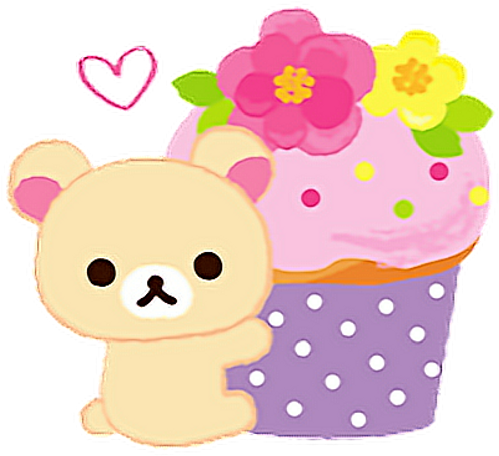 Kawaii Cute Bear Chibi Rillakkuma Png Stickers Flowers (1024x994), Png Download