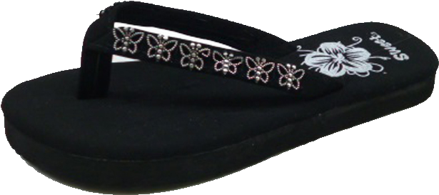 Sandals Girls Butterfly Flip-flop Sandal, Black - Flip-flops (1000x750), Png Download