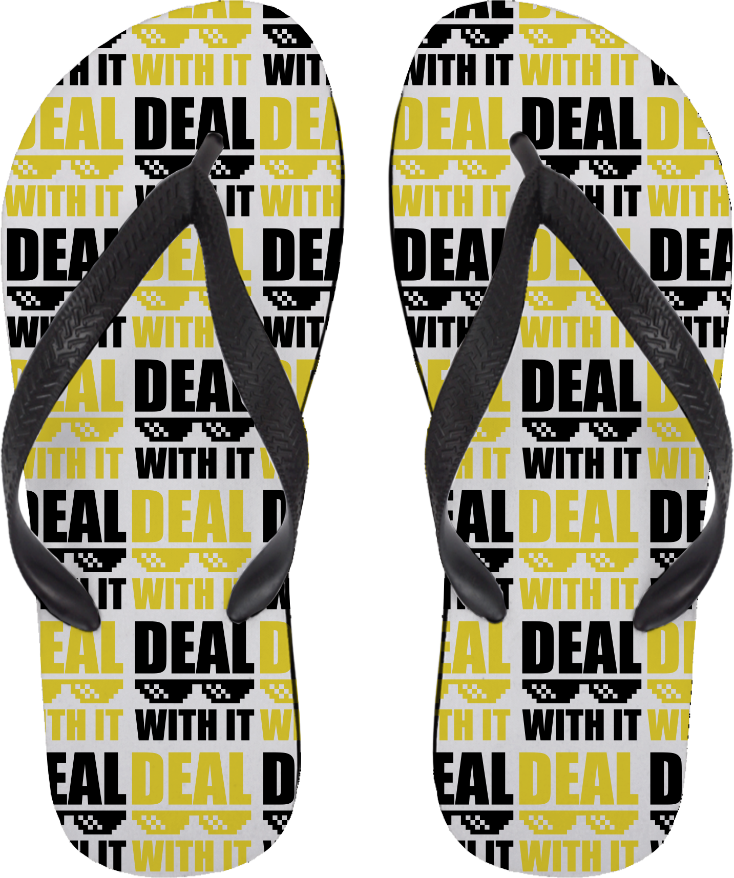 Deal With It Patterned Flip Flops - Puedo Vivir Sin Ti (1433x1714), Png Download