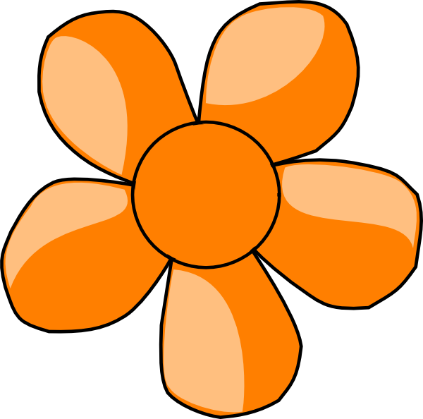 Orange Flower Clip Art At Clker - Basic Flower Outline (600x594), Png Download