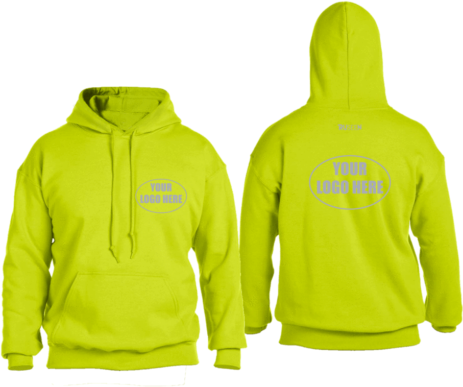 High Visibility Reflective Hooded Sweatshirt W/ Custom - Gildan Heavy Blend Hoodie Gold (1024x819), Png Download