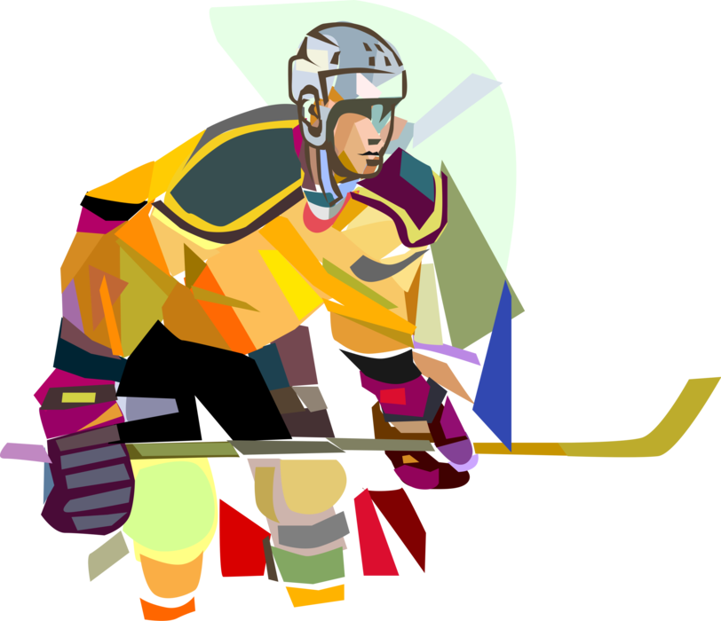 Vector Illustration Of Sport Of Ice Hockey Player With - College Ice Hockey (812x700), Png Download