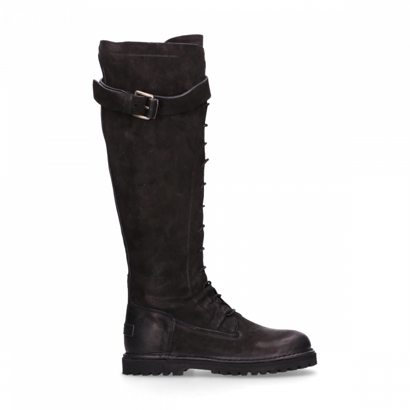 Boot With Lace Up Waxed Grain Leather Black - Winterstiefel Damen Vegan (840x840), Png Download