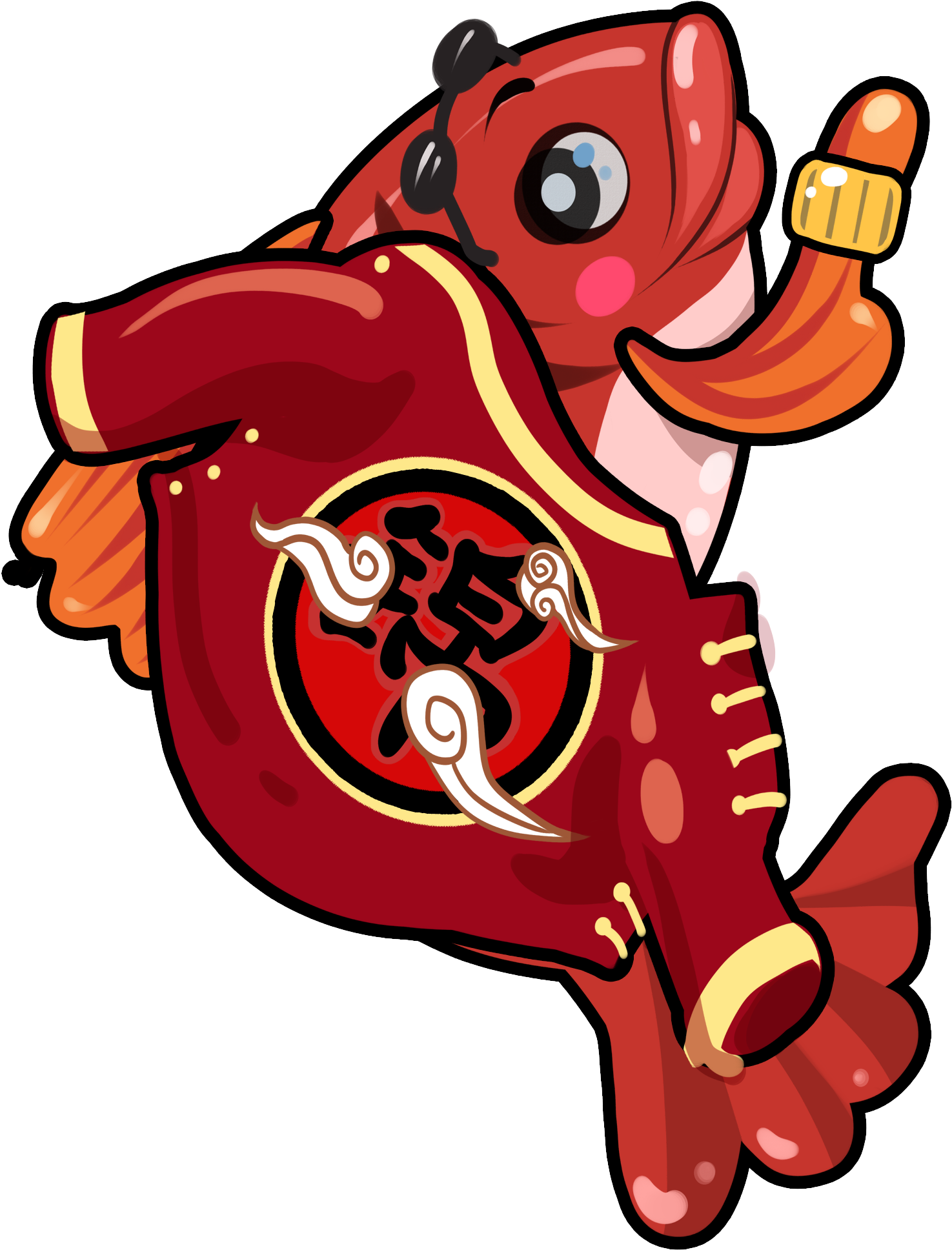 Hand Painted Festive Lucky Koi Red Mullet Png And Psd - Psd (2000x2000), Png Download