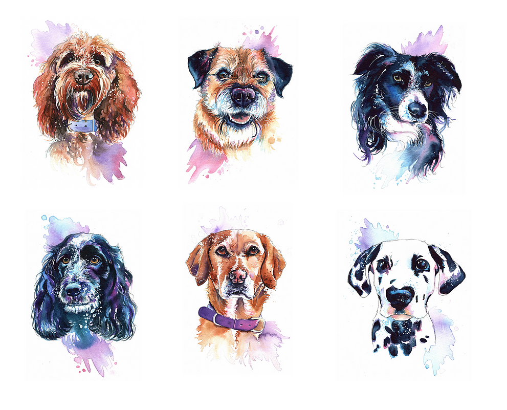 Watercolour Dog Print From Original Paintings - Ancient Dog Breeds (990x990), Png Download