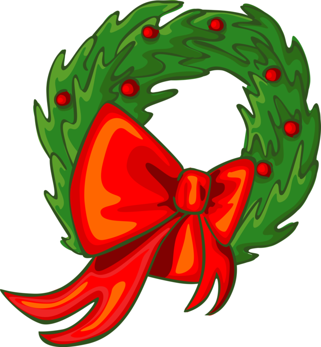 Vector Illustration Of Festive Season Christmas Wreath (648x700), Png Download