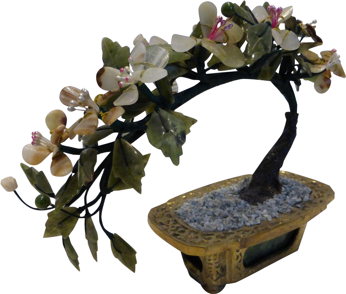 Vintage Jade Semi-precious Stone Bonsai Tree - Moth Orchid (1466x1466), Png Download