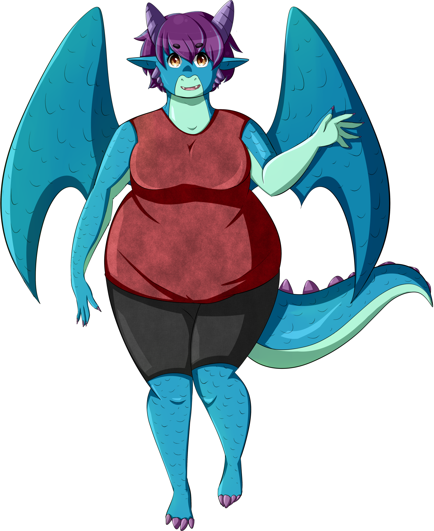 Cute Blue Dragon - Cartoon (1485x1818), Png Download