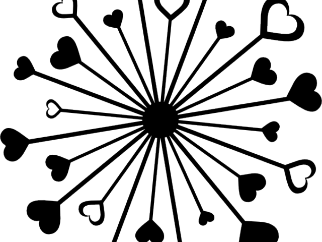 Sun Clipart Clipart Silhouette - Black And White Hearts (640x480), Png Download