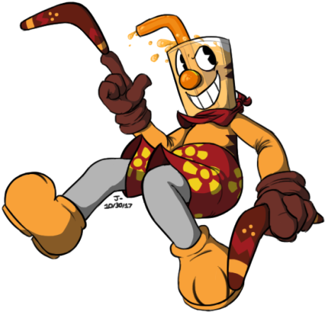 Drew My Cuphead Oc Dressed As The Protagonist Of My - Cartoon (500x468), Png Download