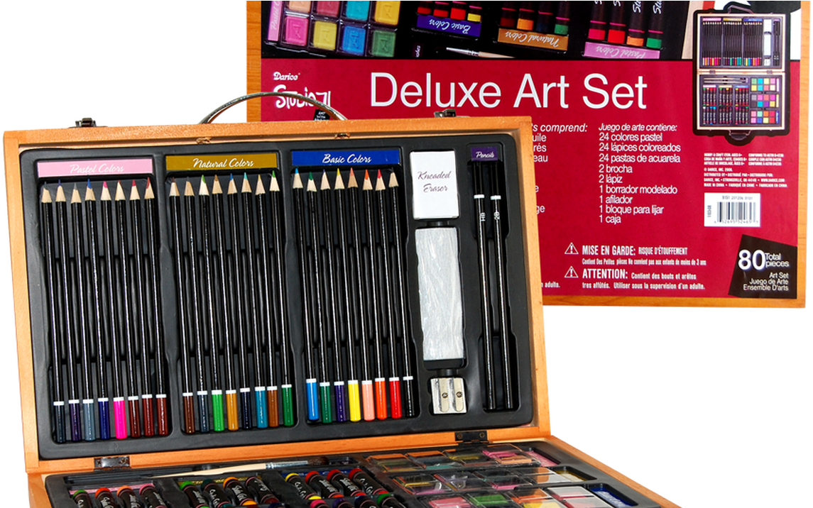 Art & Activity Sets For Kids Rex Art Supplies - Darice Studio Professional Art Set In Wooden Case (1200x715), Png Download