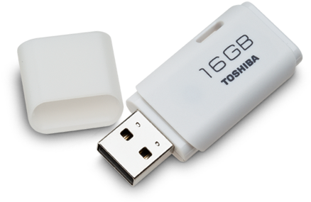 Toshiba Usb Flash Drive - Toshiba Usb 2.0 Flash Drive 16gb White (444x295), Png Download