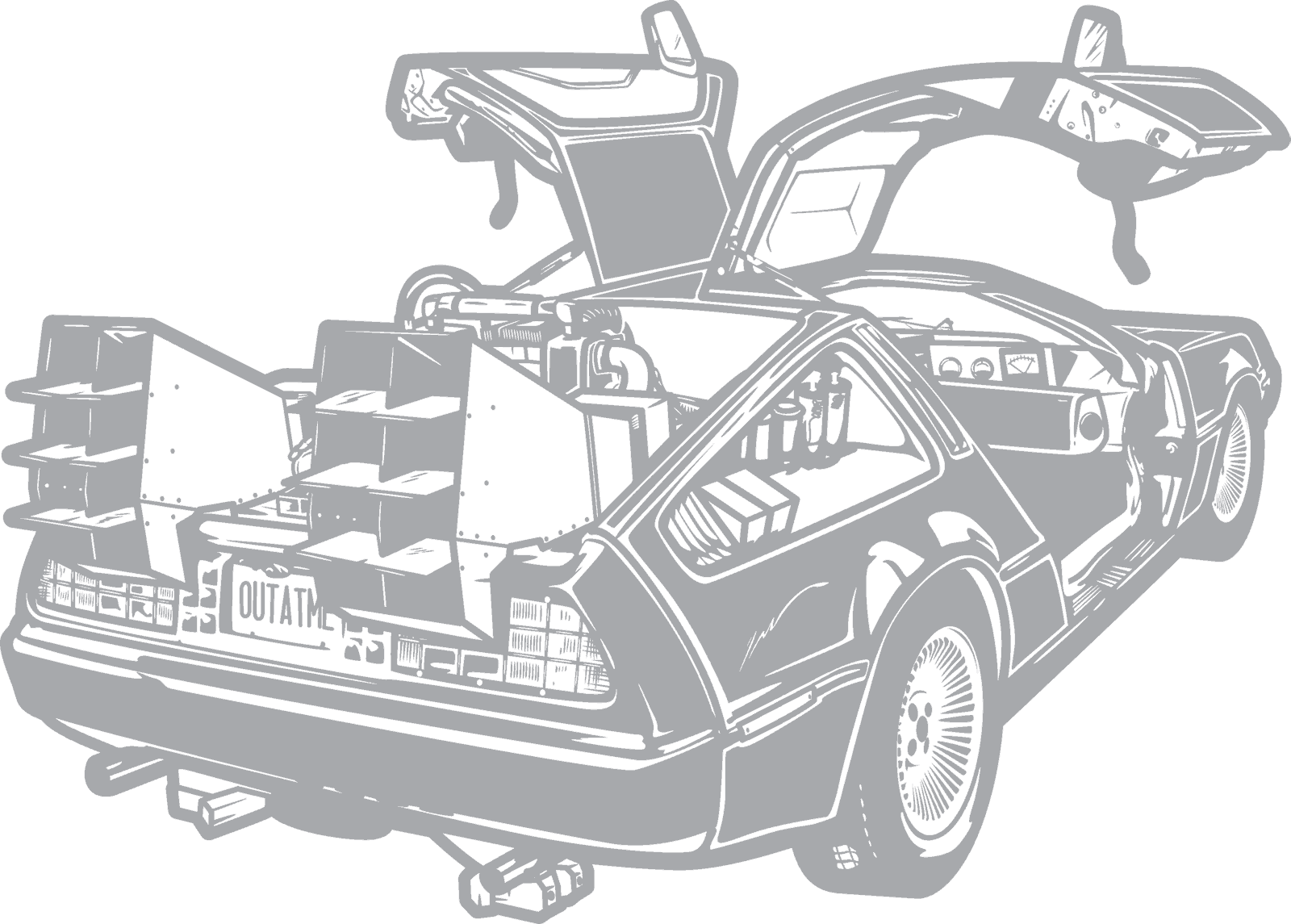 Png Library Collection Of Back To The Future - Back To The Future Car Drawing (1600x1145), Png Download