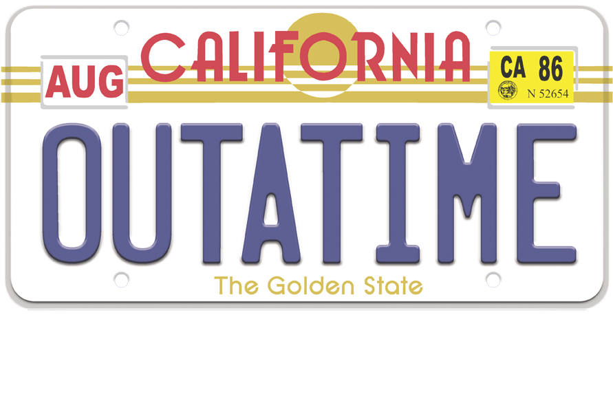 Back To The Future Outatime Plate Men's Slim Fit T-shirt - Back To The Future License (900x720), Png Download