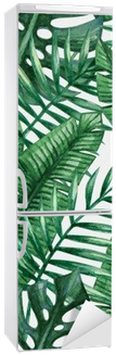 Watercolor Tropical Palm Leaves Seamless Pattern - 18x18inch European Style Green Tropical Plants Cotton (400x400), Png Download