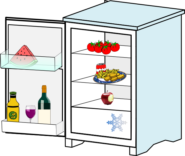 Free Vector Fridge With Food Jhelebrant Clip Art - Animals In The Fridge (600x507), Png Download