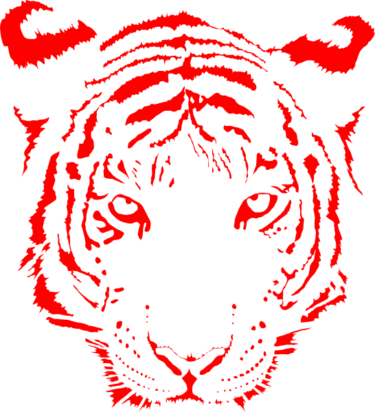 Tiger Red Clip Art At Clker - Red Tiger Clip Art (546x599), Png Download