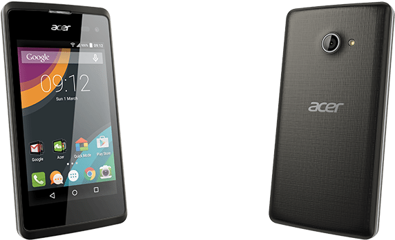 The Back Of The Phone Is Simple Matte Gray Plastic, - Acer Liquid Z220 - Double Sim - 8 Go - Noir - Gsm (840x380), Png Download