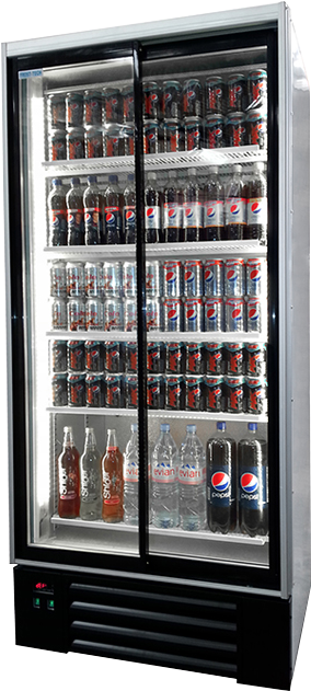 Display Fridge - Chiller Fridge Png (377x680), Png Download