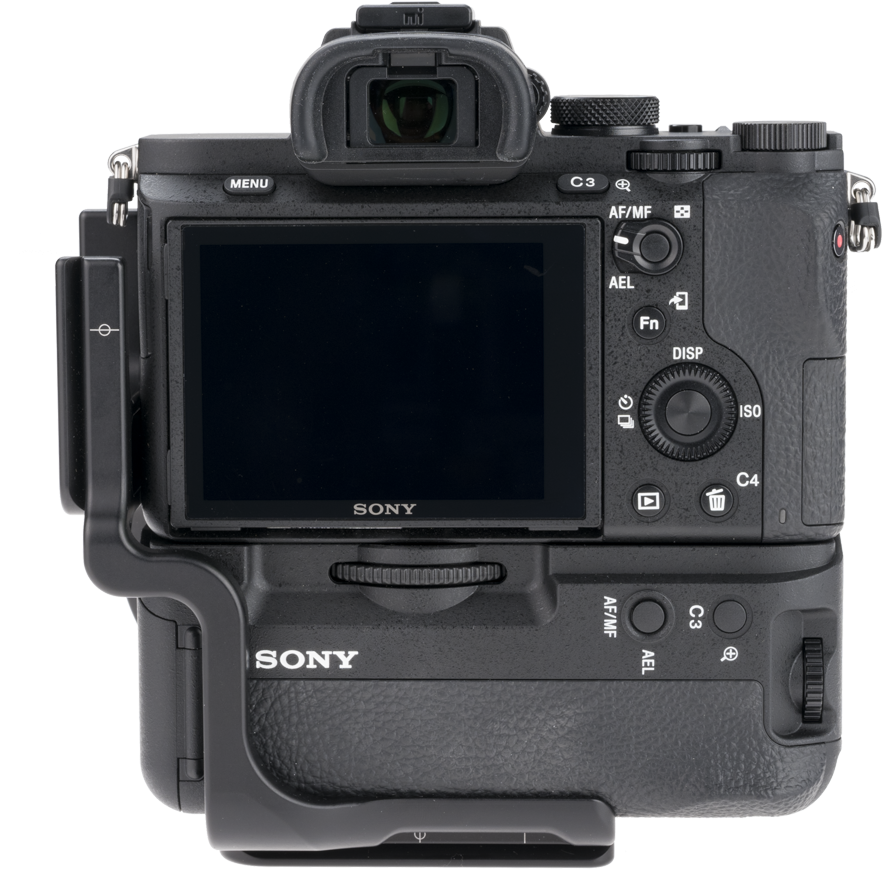 Bvgc2em Aluminum L Plate Attached To Sony Camera Back - Really Right Stuff A7 (1100x1035), Png Download
