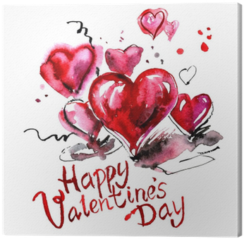 Watercolor Hand Painted Background With Hearts - Valentine's Day (400x400), Png Download