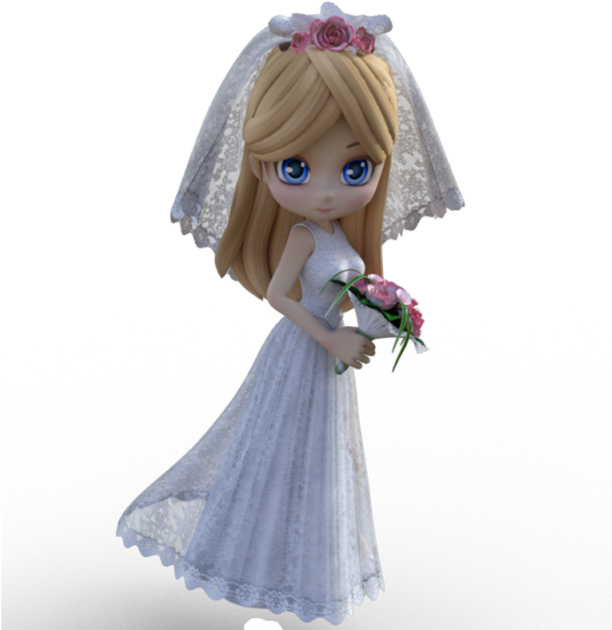 Pretty Girl Wedding Dresses, Flower, Wedding, Rose - Doll (640x640), Png Download