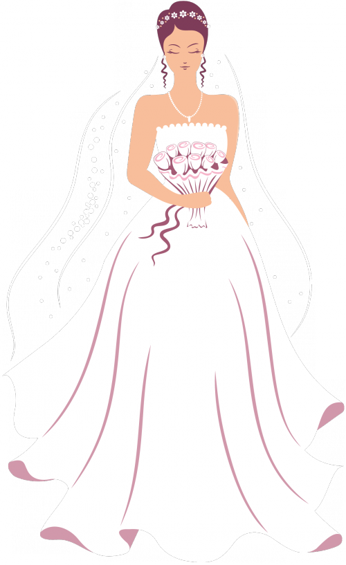 Fashion Clipart Wedding Dress - Girl In Wedding Dress Clipart (500x817), Png Download
