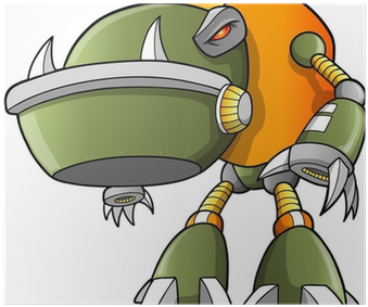 Massive Warrior Robot Cyborg Soldier Vector Poster - Robot (400x400), Png Download