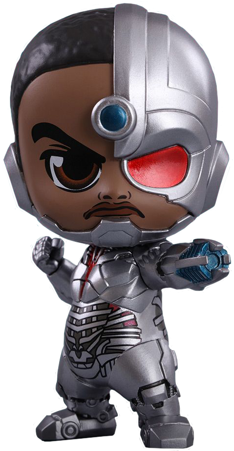 Justice League Cyborg Cannon Png Clipart Black And - Mcdonalds Justice League Bobble Head (479x921), Png Download