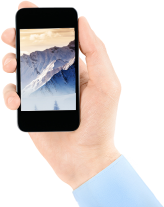 Photodune 2430543 Holding Mobile Phone In Hand With - Poster: Tit's Fantastic Evening Winter Landscape, 41x41in. (400x460), Png Download