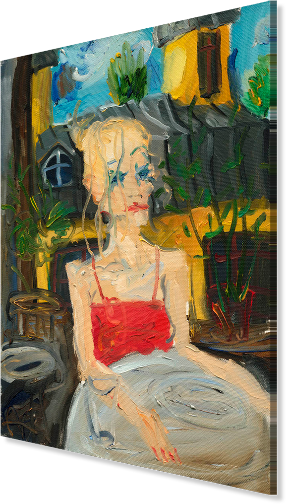 A Girl In The Cafe, Artist Alexander Korolev (600x1038), Png Download