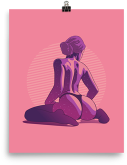 Printed Watercolour Hot Girl Poster Of Sexy Woman In - Sitting (480x480), Png Download
