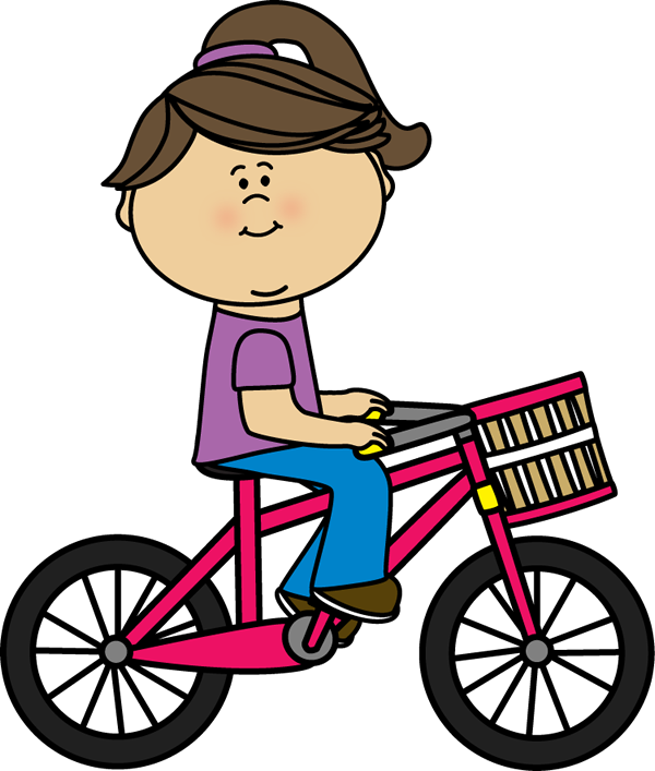 Girl Riding A Bicycle With A Basket - Ride Clipart (600x707), Png Download