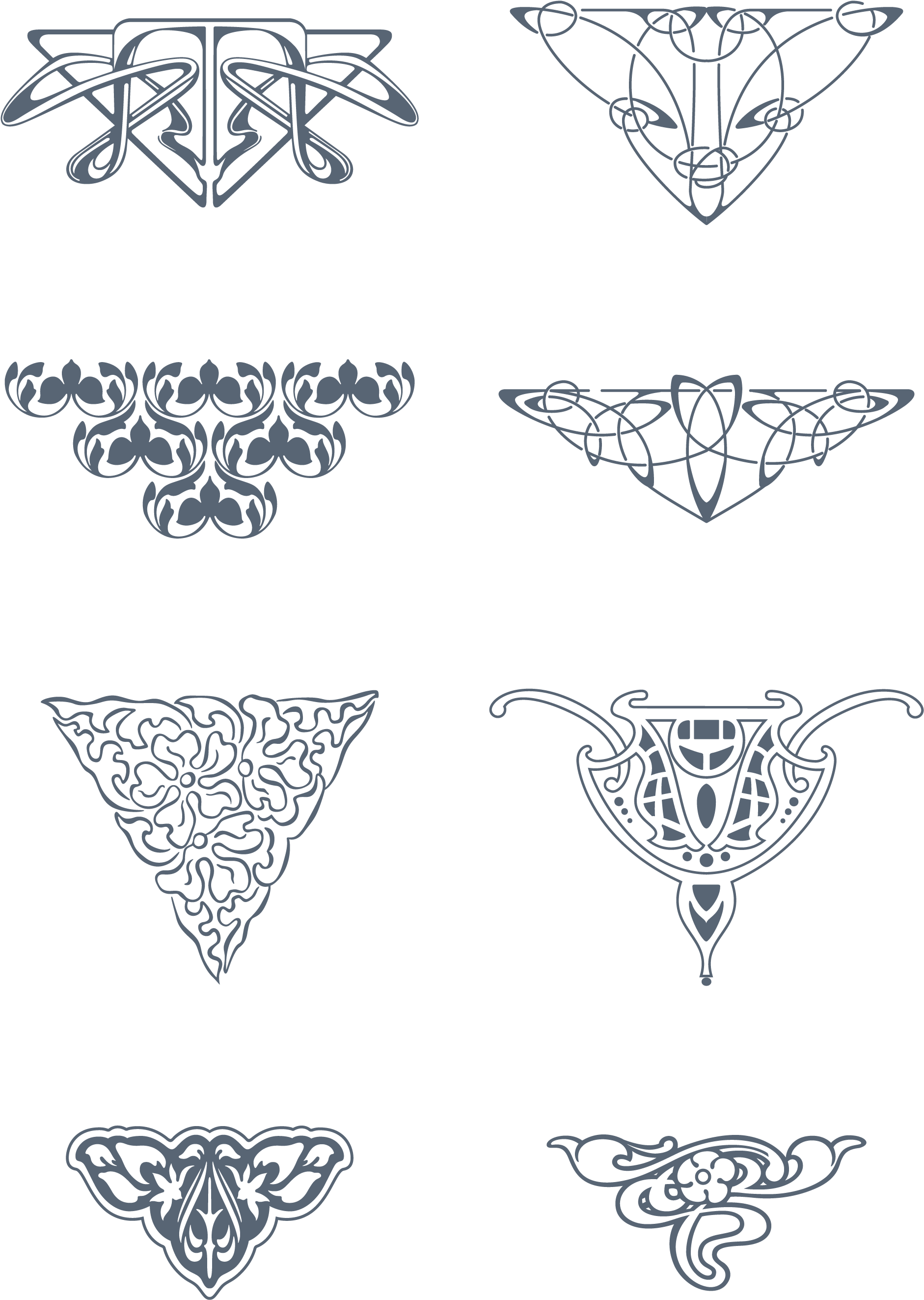 Art Nouveau Ornaments (1920x2671), Png Download