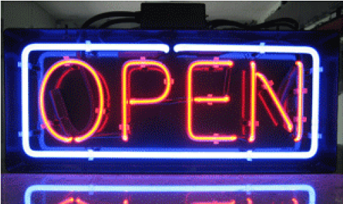 Large Classic Open Neon Sign - Open (500x500), Png Download